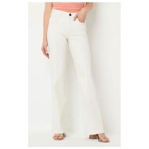 Ryegrass Womens High Waisted Flare Jeans Off White Cream Front Seam Size 12